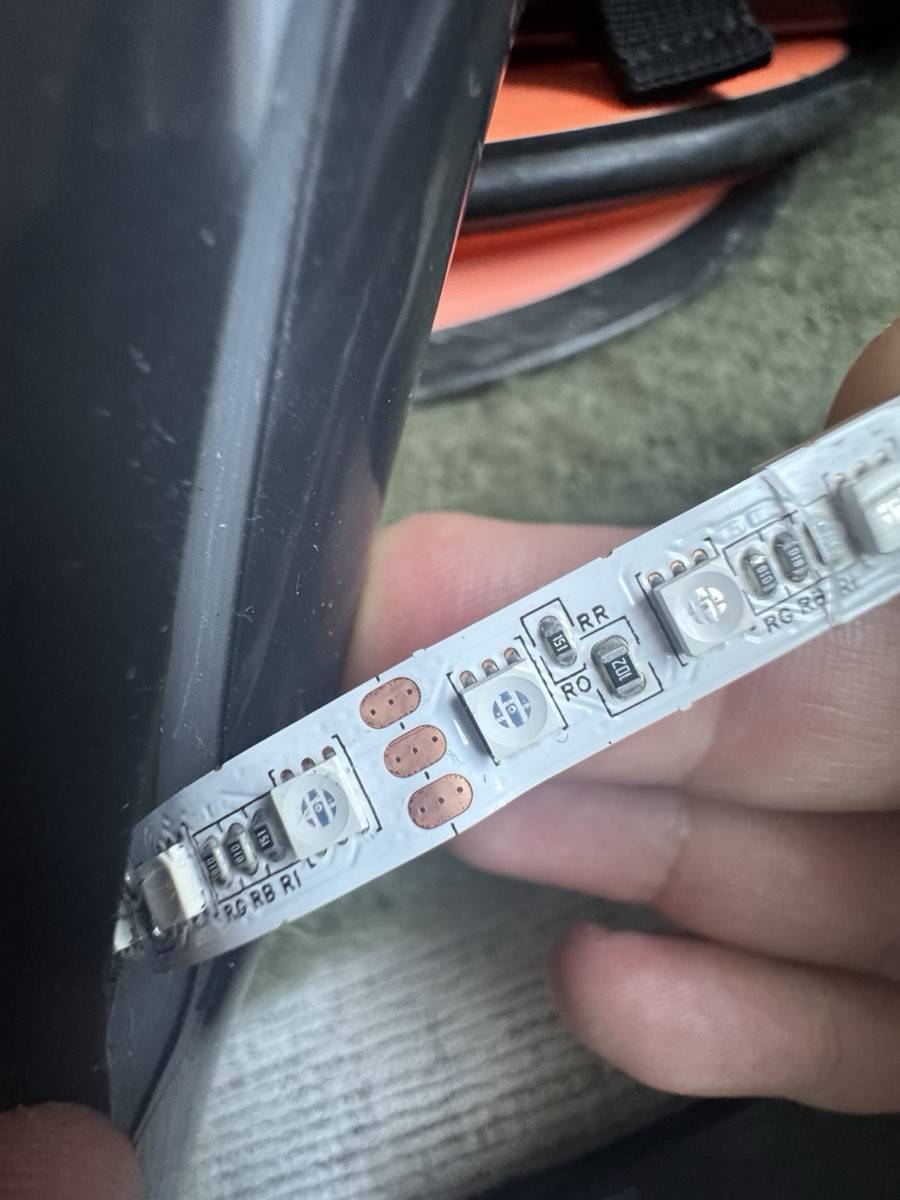 An opened tube showing the internal LED strip